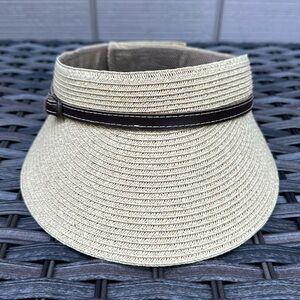 NINE WEST Brown Belted Packable Visor in Natural